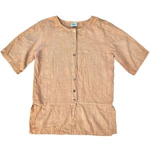 Beautiful 100% Lux Linen Top California Threads Light Rust Orange Cool Summer